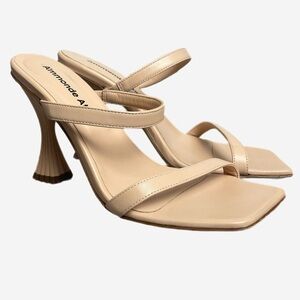 A'mmonde Atelier Andrea 100 Sandals in Nude two strap square toe capsule 6.5